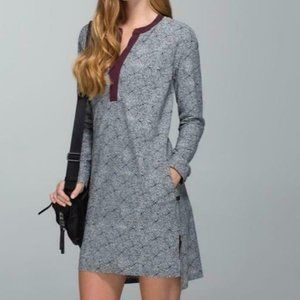 Lululemon Effortless Dress Plush Petal Black Ghost / Bordeaux Drama Size 12 XL